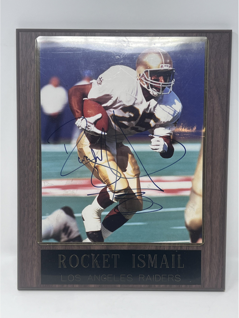 Autographed Rocket Ismail Football Plaque - Los Angeles Raiders